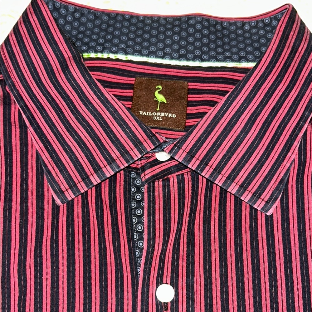 Tailorbyrd Pink and Black Casual Button Down Shirt